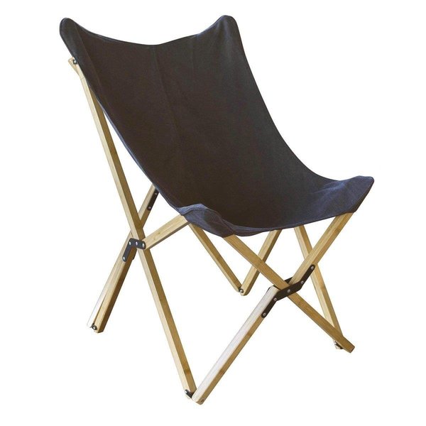 Grilltown Canvas & Bamboo Butterfly Chair - Black GR2527572